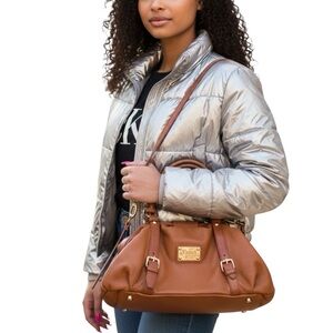 {{ b a g }} Valentina GENUINE LEATHER saddle tan cross body Bag